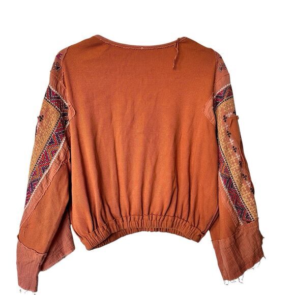 Free People S Cross Country Boho Embroidered Sienna Bell-Sleeve Top - Picture 4 of 12